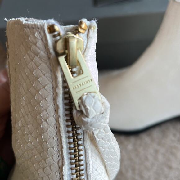 ALL SAINTS Lenora Snake Embossed
White Leather Minimalist Neutral Booties - Picture 8 of 12